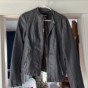 Gray leather jacket from Express
